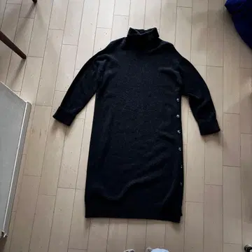 터틀넥 니트 롱 원피스 다크 그레이