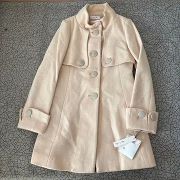 미사용 Rew de Rew 크림색 스탠드 카라 A라인 코트