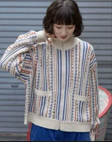 니코앤드*레트로 모듬 패턴*ZIP 가디건