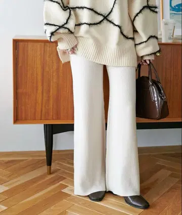 새상품! DISCOAT 니트 리브 팬츠