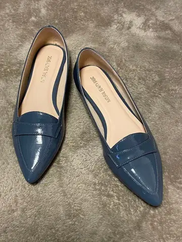 내추럴 뷰티 베이직 그레이 에나멜 로퍼 포인트 토