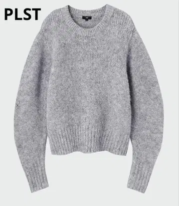 PLST 스팽글 백 슬릿 그레이 니트