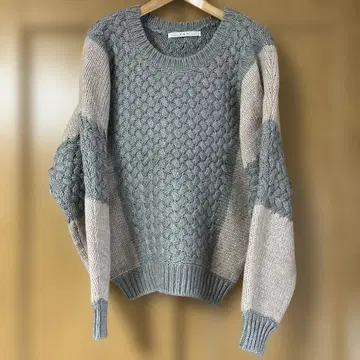 바이컬러 편직 니트 스웨터