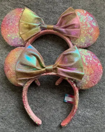 디즈니 머리띠 미니 스팽글 핑크 라메 40주년 오로라