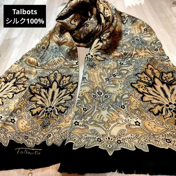 Talbots 페이즐리 무늬 롱 실크 100% 스톨