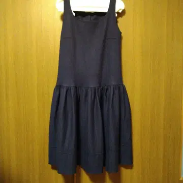 Capricious Mie 슬리브리스 원피스 프릴 울 네이비