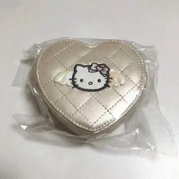 헬로키티 엔젤 퀼팅 하트 코인 케이스 화이트
