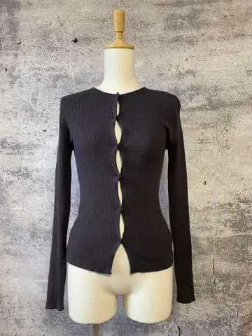 오오토로 스냅 버튼 리브 니트 가디건