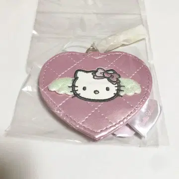 헬로키티 엔젤 퀼팅 하트 거울 핑크