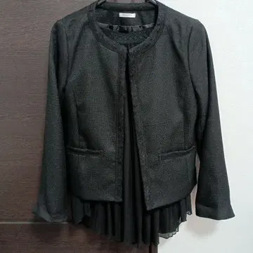 허니즈 노카라 자켓 플리츠 스커트 2세트