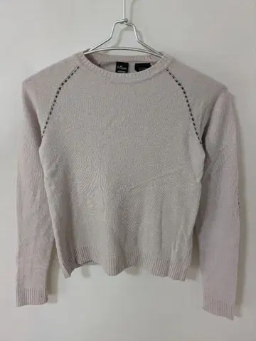 Frisson 캐시미어 100% 크루넥 스티치 긴팔 니트 베이지