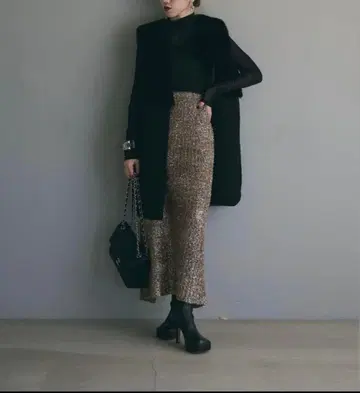 [ 미사용 택 포함 ] andrea&co. 블랙 퍼 롱 베스트