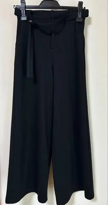 블랙 와이드 팬츠 벨트 포함