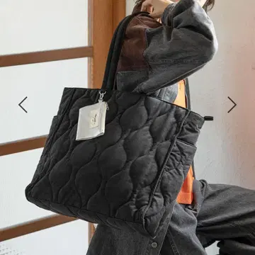니코앤드 - 오리지널 파우치 포함 퀼트 토트백 L 블랙