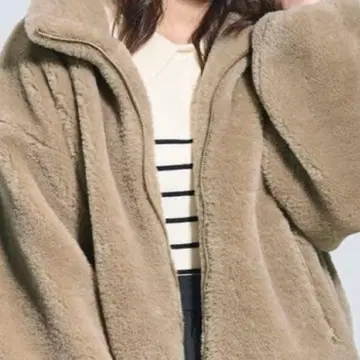 [ L 사이즈 ] coca 워셔블 인조 모피 스탠드 카라 블루종 베이지