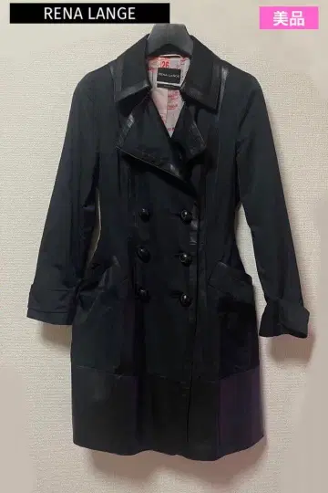 새상품급 RENA LANGE 블랙 트렌치코트 더블 브레스트