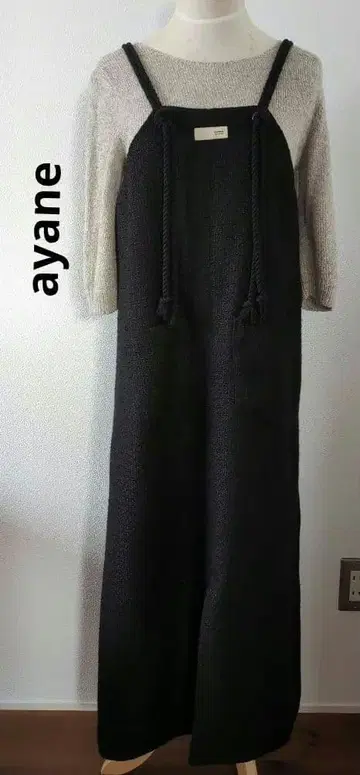 ayane 트위드 오버롤 스커트 블랙