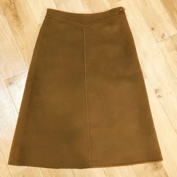 [ Spick&Span ] 카멜 브라운 울 캐시미어 미디 스커트 38