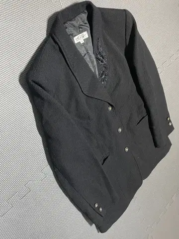 90s 빈티지 비즈 자수 테일러드 자켓 블랙 구제 의류