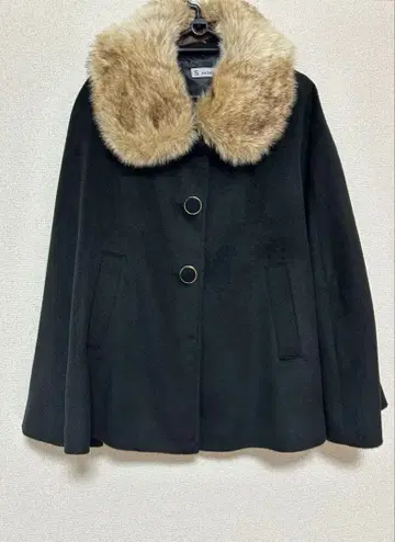 판초 코트 블랙 퍼 포함 M 사이즈