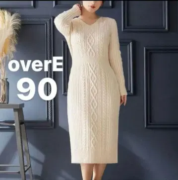 overE U90 케이블 니트 원피스 오버이 아이보리