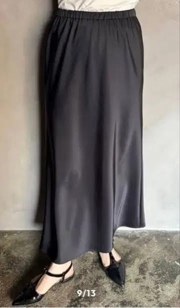 [ 미사용 ] cafune; 빈티지 플레어 새틴 롱 스커트