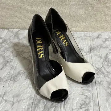 DURAS 오픈토 하이힐 핀힐 화이트 블랙 럭셔리