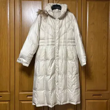 귀중 빅 사이즈 롱 다운 코트 아이보리