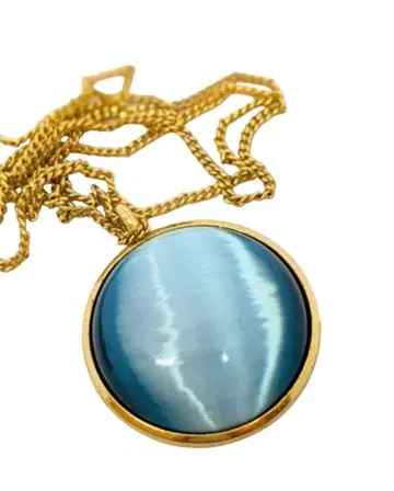 한 점뿐인 중고 블루 토파즈 입체 볼륨 대형 골드 목걸이