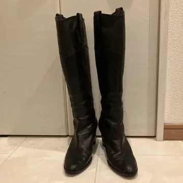 풀 사이드 가죽 롱 부츠