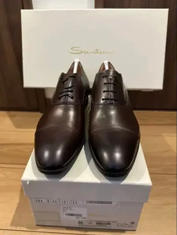 [ 새상품 ] Santoni 다크 브라운 내식 가죽 신발
