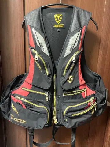 TSURIKEN 낚시 구명 조끼 L 블랙/빨간색