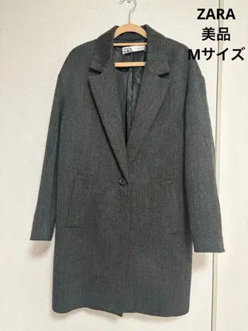 새상품급 ZARA 울 체스터 코트 롱 코트 그레이 M 사이즈