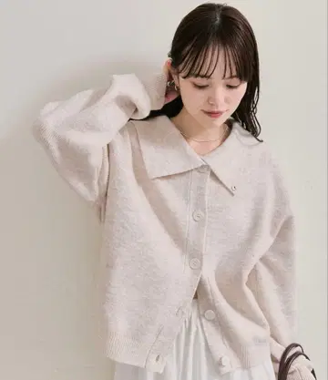 택 포함 새상품 mystic 카라 부착 플레이트 니트 가디건