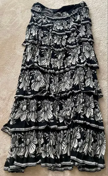 FARM RIO 꽃무늬 티어드 맥시 롱 스커트