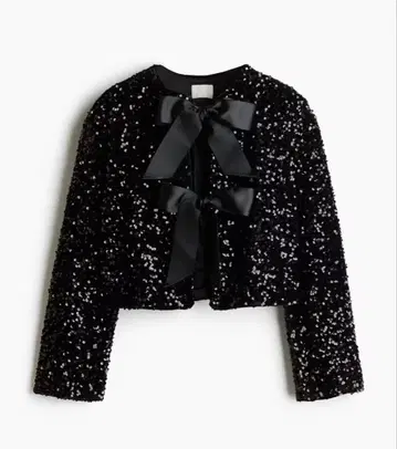 H&M 프론트 리본 스팽글 자켓 M