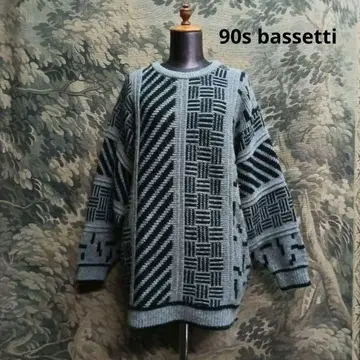 bassetti 90s 빈티지 기하학 래글런 니트 스웨터