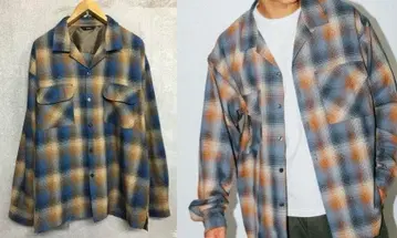 빔즈 오리지널 옴브레 체크 오픈 카라 셔츠