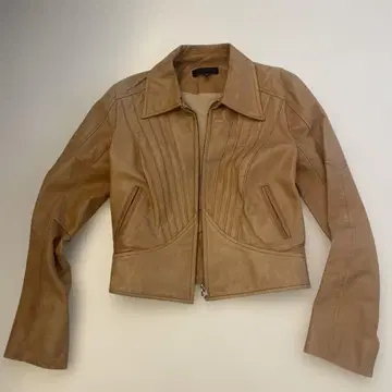 베이지 가죽 숏 자켓 made in USA