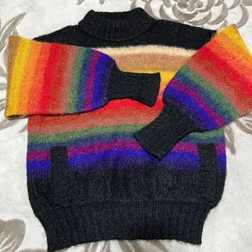 야마모토칸사이 다색 보더 긴팔 스웨터