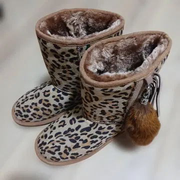 헤이세이 갸루!! 레오파드 퍼(fur) 장식 어그 부츠