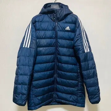 아디다스 다운 코트 후드 부착 네이비
