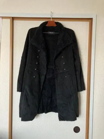 블랙 롱 코트 플리스 라이닝