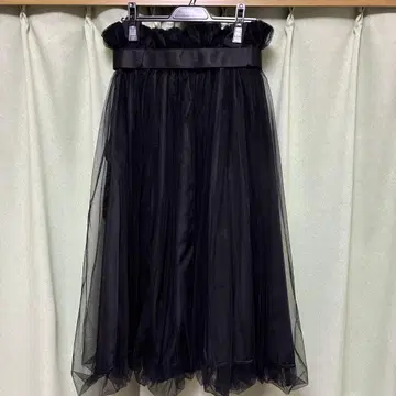 블랙 플레어 스커트 벨트 포함