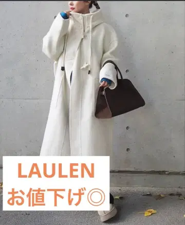 LAULEN 후드 부착 울 혼방 롱 코트