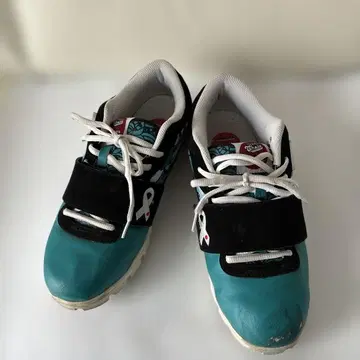 터콰이즈/블랙 스니커즈 벨크로