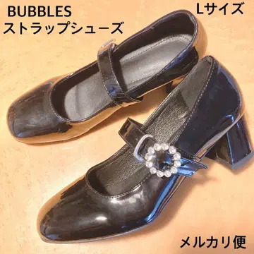 BUBBLES 블랙 스트랩 슈즈 L 사이즈 비쥬 벨트 포함 메루카리 택배