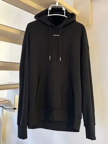 캘빈 클라인 블랙 후드티 후드 부착