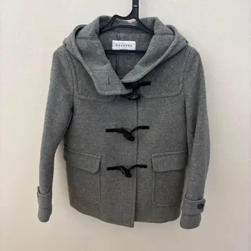 MACPHEE 그레이 더플 코트 후드 부착