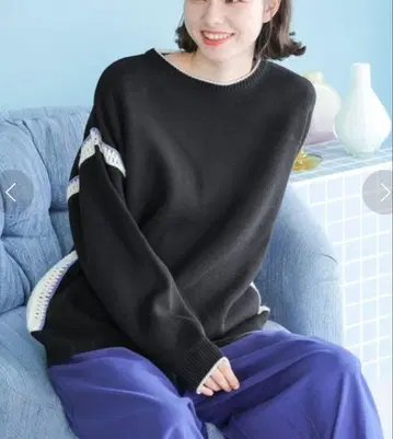 niko and - 니코앤드 사이드 크로셰 니트 풀오버 L